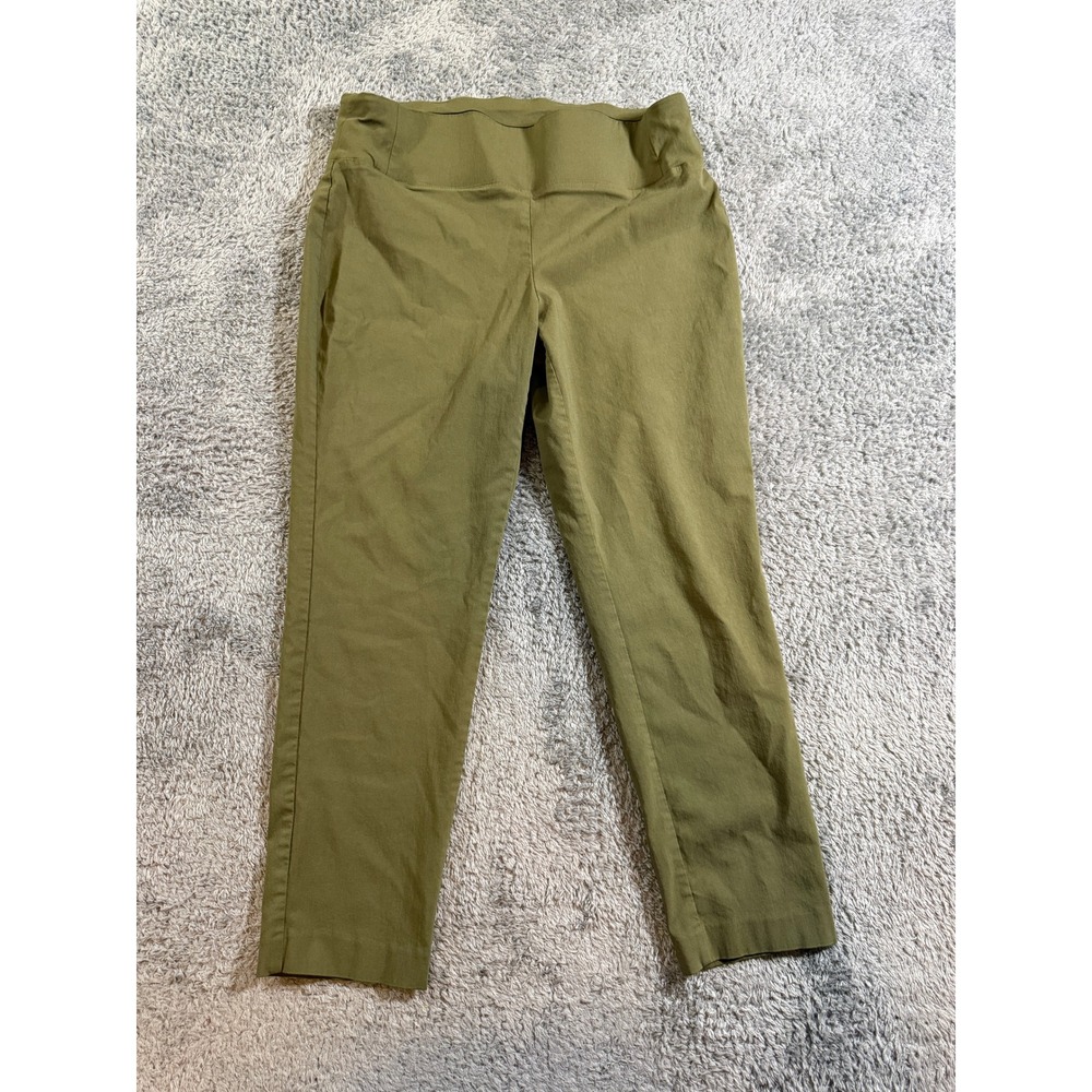 Alfani Womens Tummy Control Pull On Pants 16W Olive Green Stretch Fabric